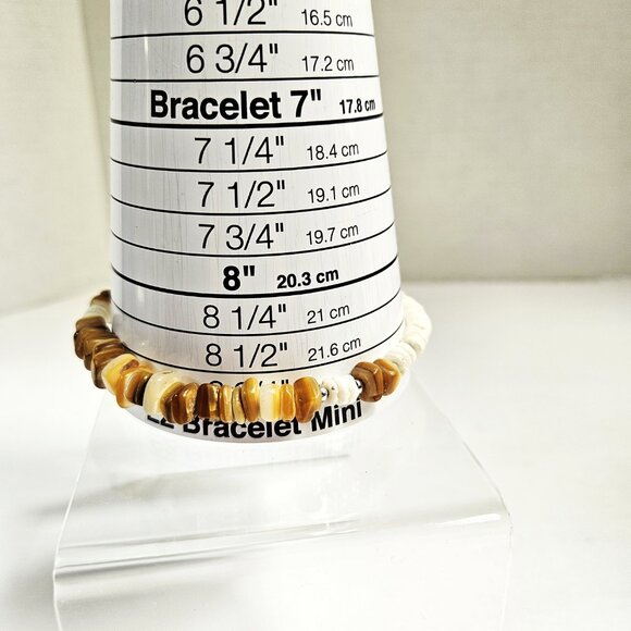 VTG Hawaiian Heishi Puka Shell & Yellow Opal Bracelet/Anklet With Twist Closure - Picture 6 of 6